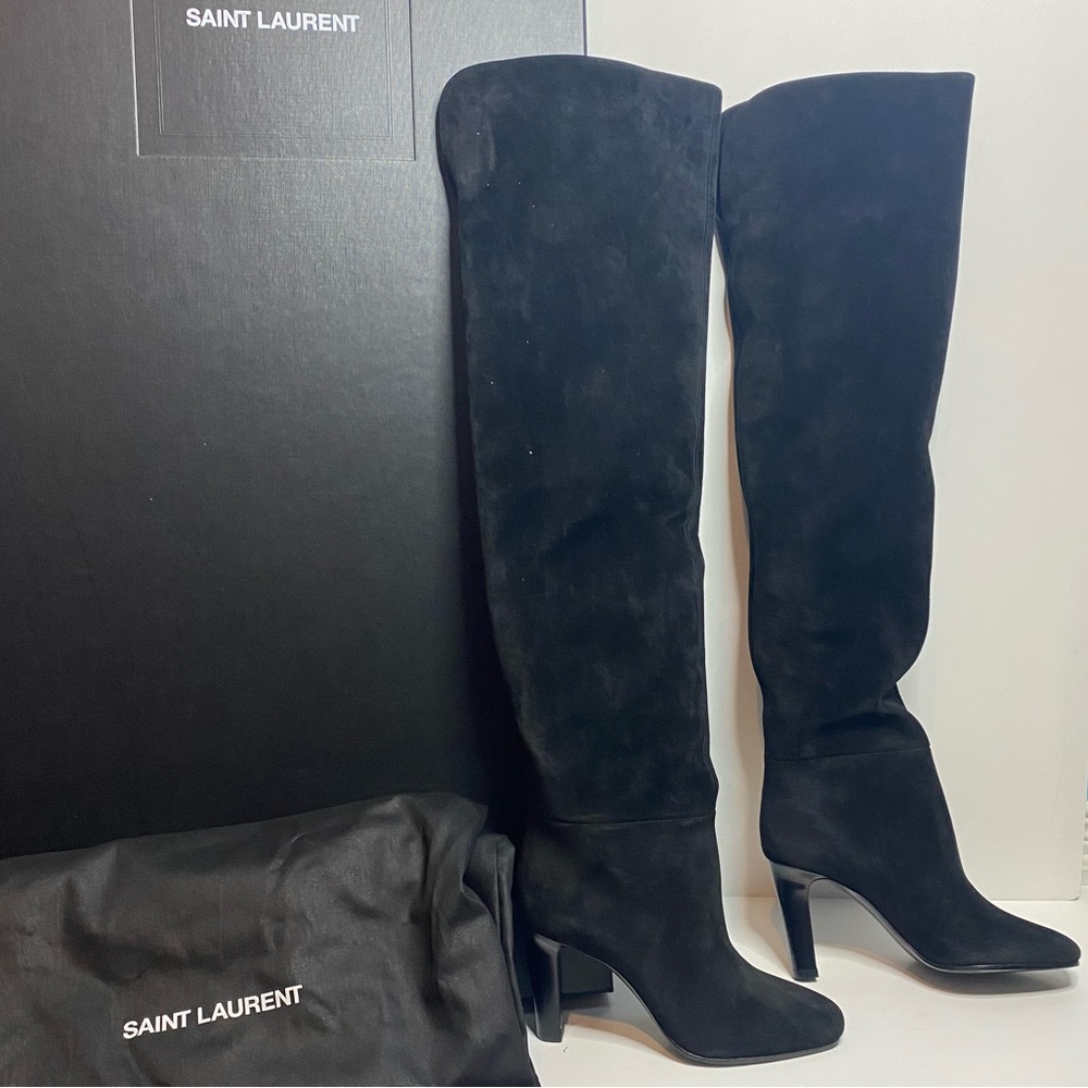 Saint Laurent Over The Knee Black Boots